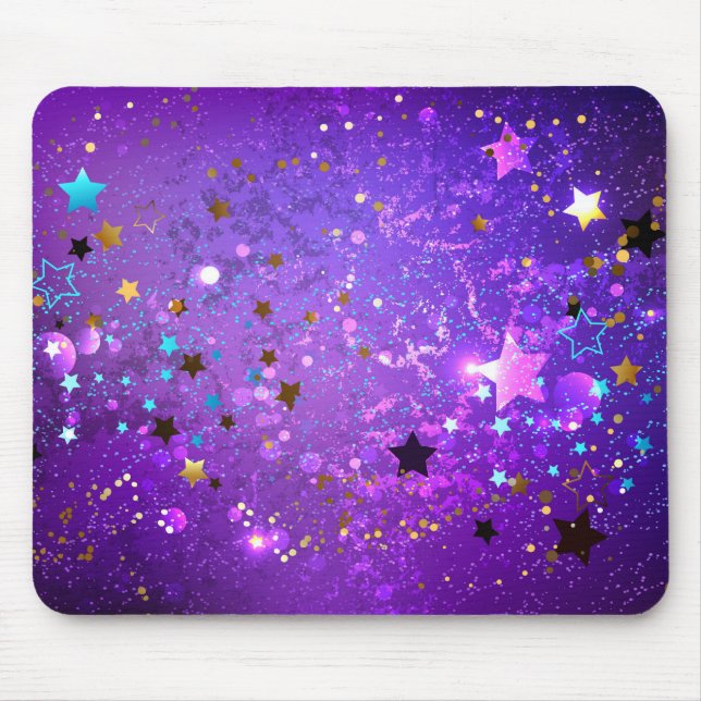 Purple foil background with Stars Mouse Pad (Front)