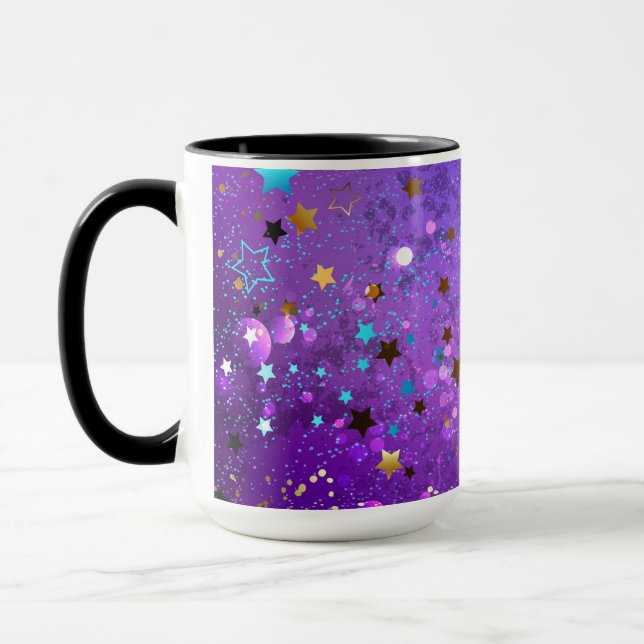 Purple foil background with Stars Mug (Left)