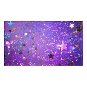 Purple foil background with Stars Name Tag