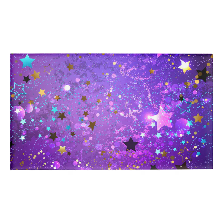 Purple foil background with Stars Name Tag | Zazzle