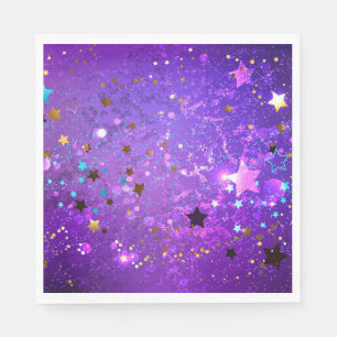 Purple foil background with Stars Napkins