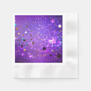 Purple foil background with Stars Napkins
