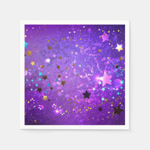Purple foil background with Stars Napkins
