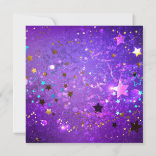 Purple foil background with Stars Note Card