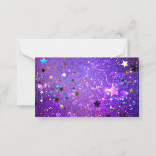 Purple foil background with Stars Note Card