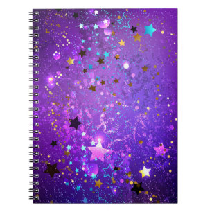 Purple foil background with Stars Notebook