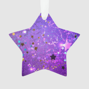 Purple foil background with Stars Ornament