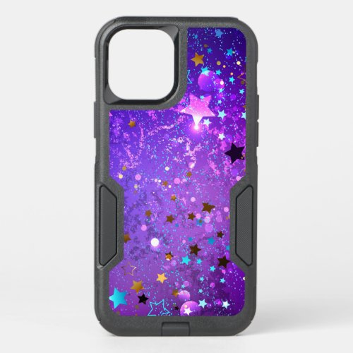 Purple foil background with Stars OtterBox Commuter iPhone 12 Pro Case