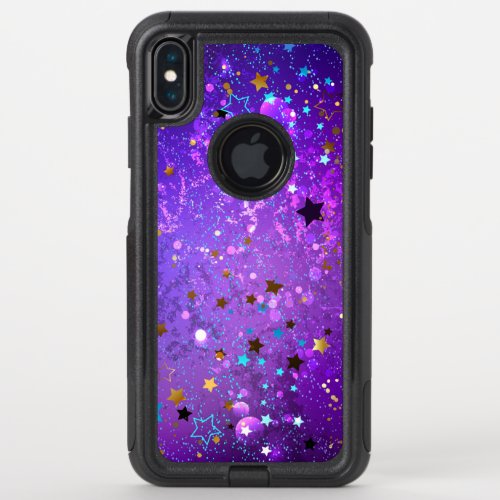 Purple foil background with Stars OtterBox Commuter iPhone XS Max Case