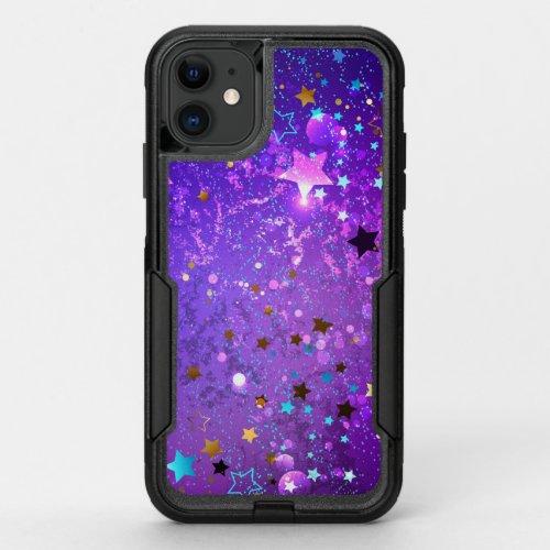 Purple foil background with Stars OtterBox Commuter iPhone 11 Case
