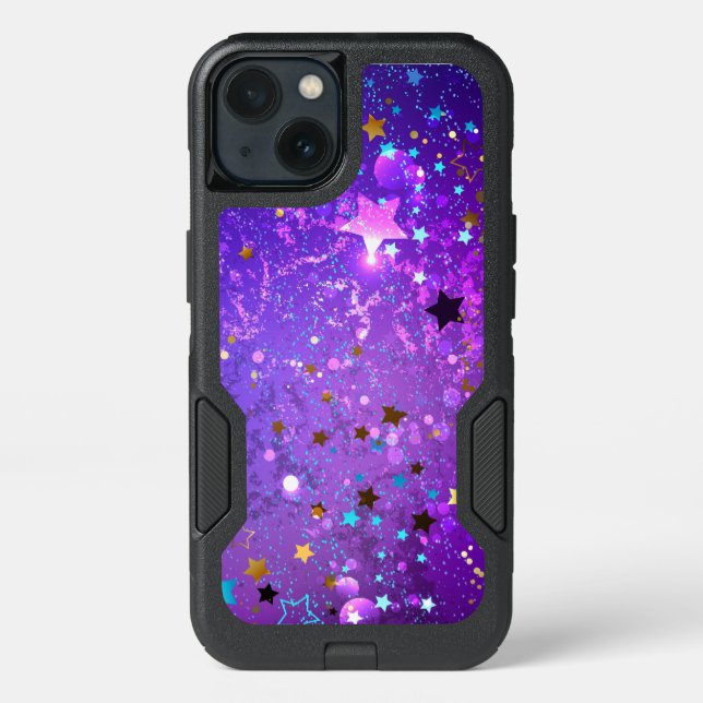 Purple foil background with Stars Otterbox iPhone Case (Back)