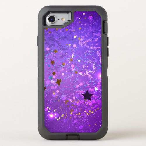 Purple foil background with Stars OtterBox Defender iPhone SE87 Case