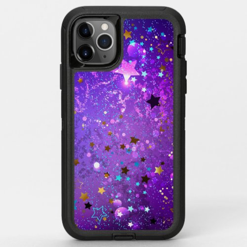 Purple foil background with Stars OtterBox Defender iPhone 11 Pro Max Case