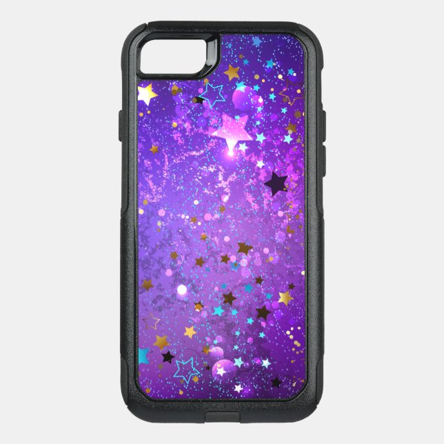Purple foil background with Stars Otterbox iPhone Case (Back)