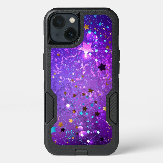 Purple foil background with Stars Otterbox iPhone Case (Back)