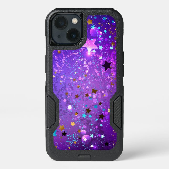 Purple foil background with Stars Otterbox iPhone Case (Back)