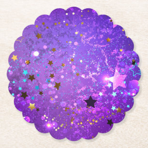Purple foil background with Stars Paper Coaster