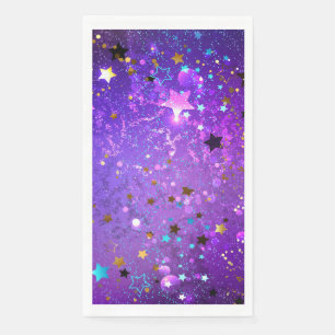 Purple foil background with Stars Paper Guest Towels