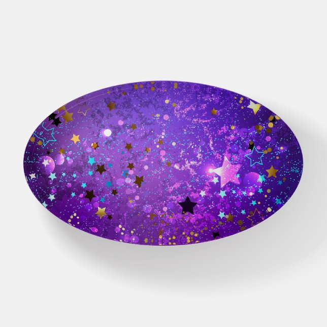 Purple foil background with Stars Paperweight (Front)