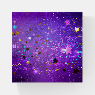 Purple foil background with Stars Paperweight