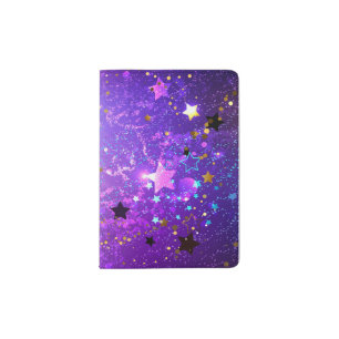 Purple foil background with Stars Passport Holder