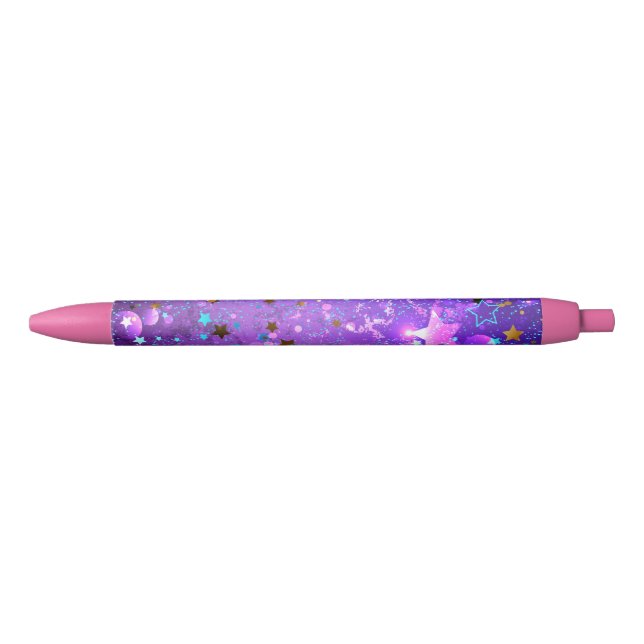 Purple foil background with Stars Pen (Front)
