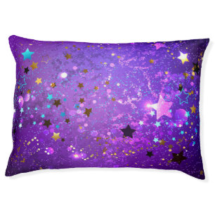 Purple foil background with Stars Pet Bed
