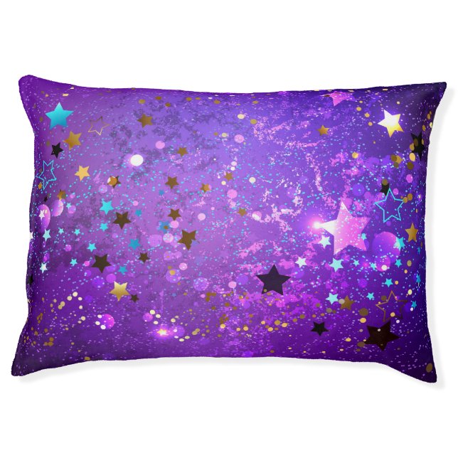 Purple foil background with Stars Pet Bed (Front)