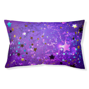 Purple foil background with Stars Pet Bed