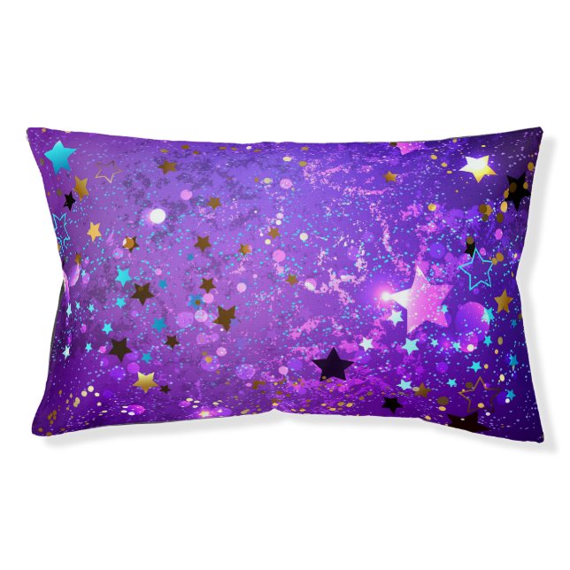 Purple foil background with Stars Pet Bed (Front)