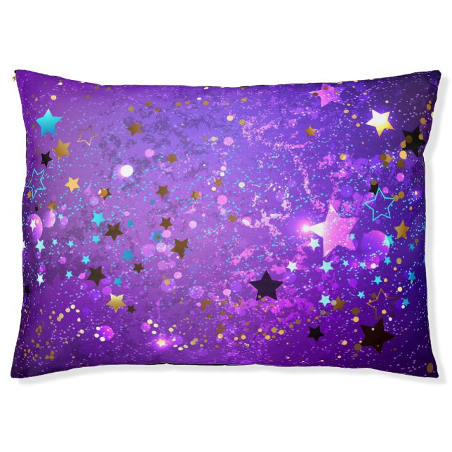Purple foil background with Stars Pet Bed (Front)