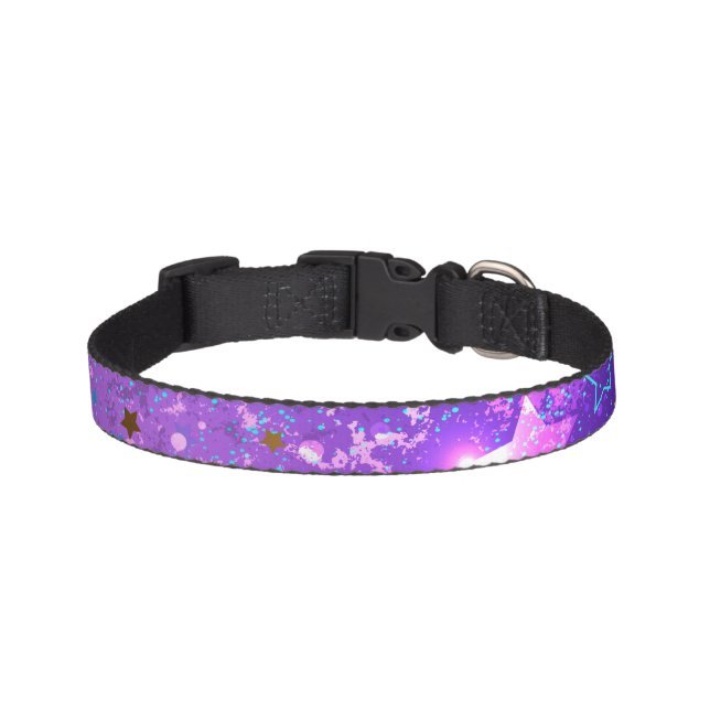 Purple foil background with Stars Pet Collar (Front)