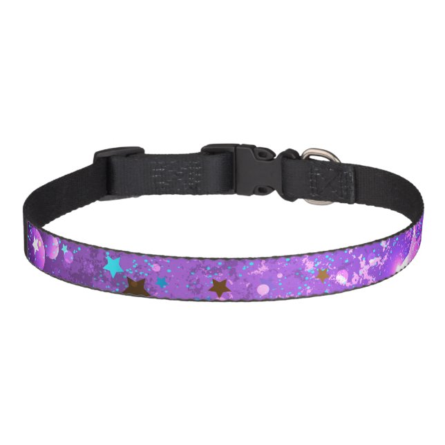 Purple foil background with Stars Pet Collar (Front)