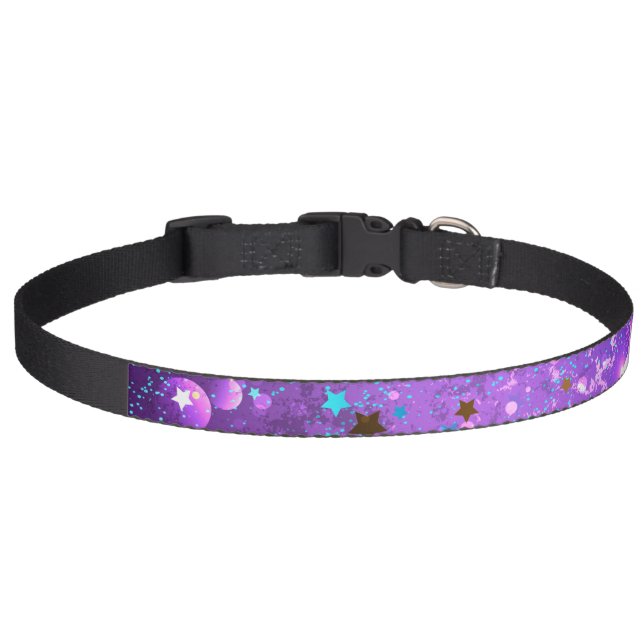 Purple foil background with Stars Pet Collar (Front)