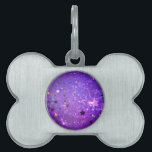 Purple foil background with Stars Pet ID Tag<br><div class="desc">Violet invoice background with gold and blue stars. Background with stars.</div>