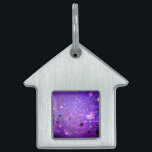 Purple foil background with Stars Pet ID Tag<br><div class="desc">Violet invoice background with gold and blue stars. Background with stars.</div>