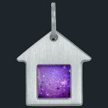 Purple foil background with Stars Pet ID Tag<br><div class="desc">Violet invoice background with gold and blue stars. Background with stars.</div>