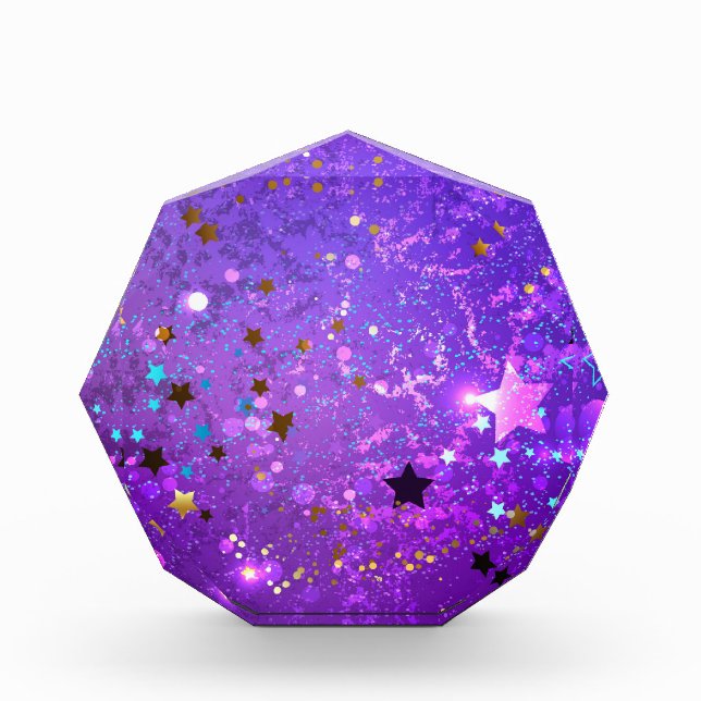 Purple foil background with Stars Photo Block (Front)