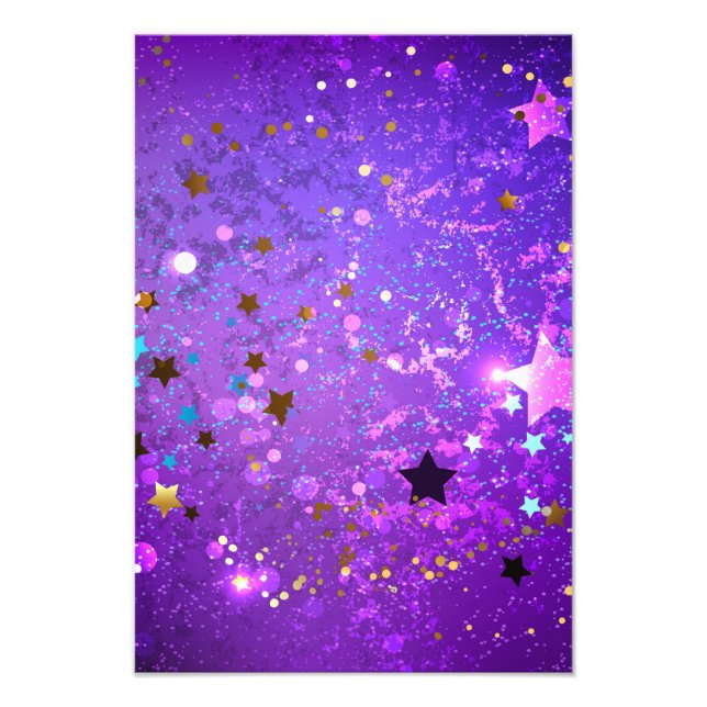 Purple foil background with Stars Photo Print (Front)