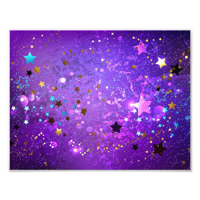Purple foil background with Stars Photo Print (Front)