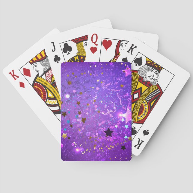 Purple foil background with Stars Poker Cards (Back)