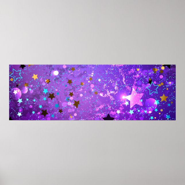 Purple foil background with Stars Poster (Front)