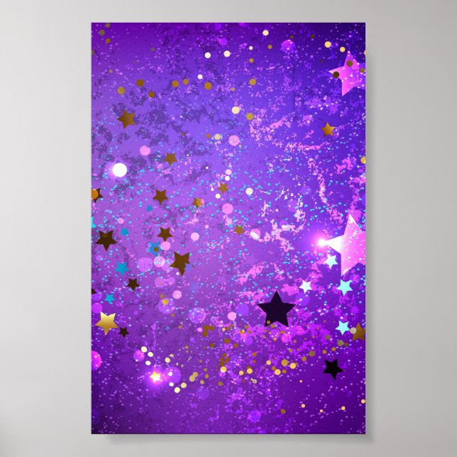 Purple foil background with Stars Poster (Front)