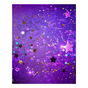 Purple foil background with Stars Poster