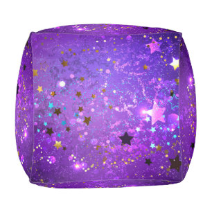 Purple foil background with Stars Pouf