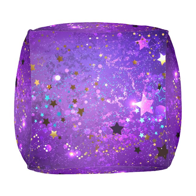 Purple foil background with Stars Pouf (Bottom)