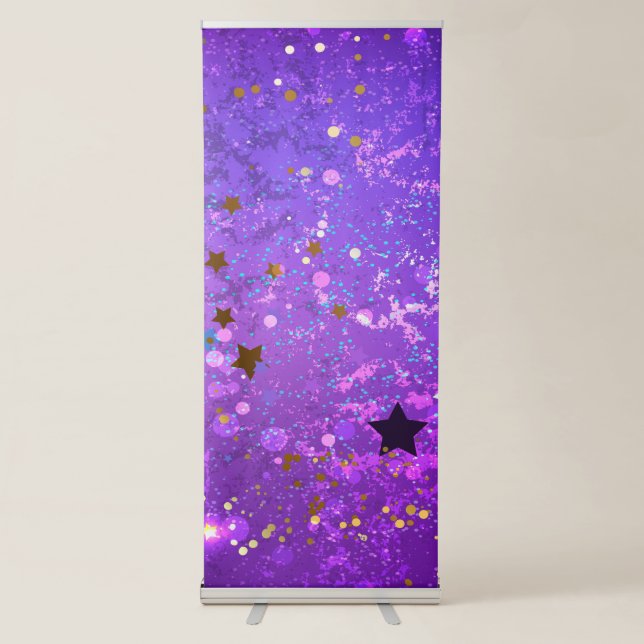 Purple foil background with Stars Retractable Banner (Front)