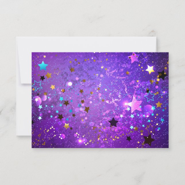 Purple foil background with Stars RSVP Card (Front)