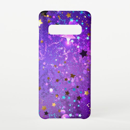 Purple foil background with Stars Samsung Galaxy S10 Case
