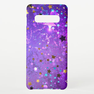 Purple foil background with Stars Samsung Galaxy S10+ Case